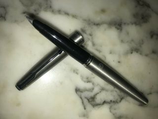 Vintage Parker Fountain Pen Brushed Stainless Steel Barrel And Cap