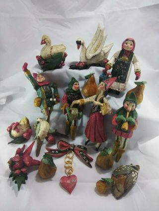 12 Days Of Christmas House Of Hatten 1989 Vintage Ornaments Complete 16 Pc.  Set