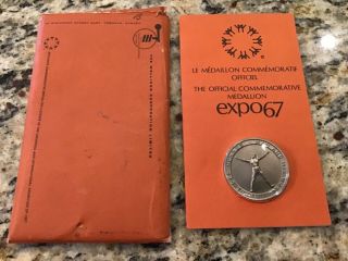 1967 Montreal Canada Expo67 Official Commemorative Medallion Man And His World