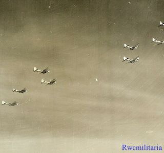 Org.  Photo: Aerial View 398th Bomb Group B - 17 Bombers Over Halle,  Germany 1945