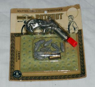 Mattel Shootin’ Shell Pot Shot Derringer W/cartridge & 10 Bullets On Card