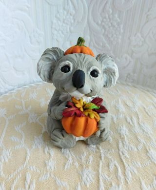 Koala Collectible Autumn Sculpture Clay Hand Sculpted By Raquel