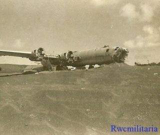Org.  Photo: Crashed B - 29 Bomber Wreck Sitting In Field (2)