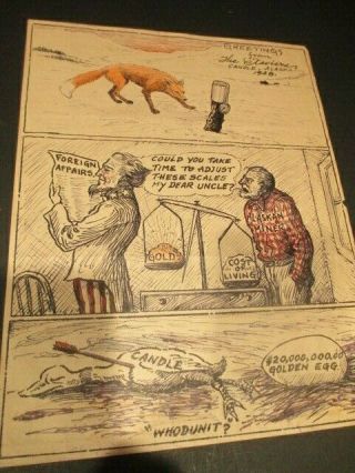 1948 Hand Drawn Alaska Political Cartoon - Candle Ak By Xavier " Uncle Sam - Gold "