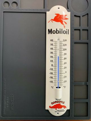 Retro Mobil Oil Gargoyle Vacuum Metal Enamel Garage Home Shop Thermometer Sign