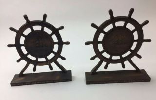 Pair Uss Frigate Constitution Old Ironsides Bookends Made W Material From Same