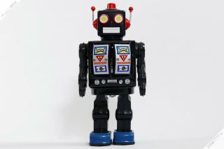 Horikawa Metal House Nomura Star Strider Robot Black Tin Japan Vintage Space Toy