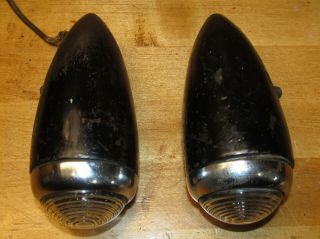 Two (2) Vintage 1940 - 1942 Chevy Truck Parking Lights Bullet Shape,  Front Fenders 2