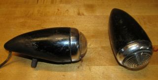 Two (2) Vintage 1940 - 1942 Chevy Truck Parking Lights Bullet Shape,  Front Fenders 3