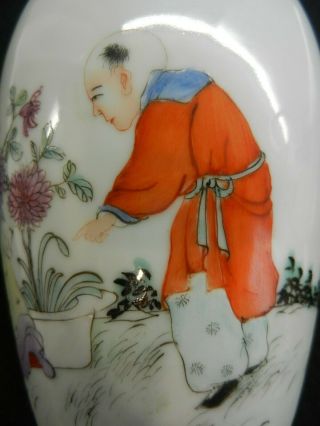 19th/20th C Chinese Famille Rose Hand Painted Porcelain Vase,  Signed