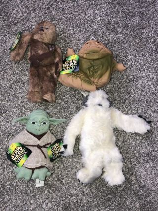 Kenner Star Wars Buddies Bean Bag Plush Yoda Chewbacca Wampanoag Jaba Hutt Nwt