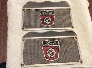 Pair Ford Step Plates Lightning Bolt Vintage