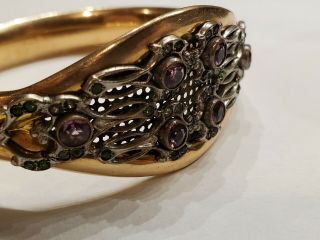 Large Victorian Gold filled Bracelet with Amethyst Colored Stones 2