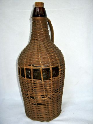 Pre Prohibition Wicker Wrapped I.  W.  Harper Whiskey Bottle With Cork