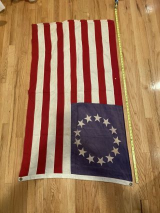 Ww2 Era United States 13 Star Stitched American Flag 33 X 56 Inch Betsy Ross