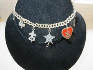 Vintage Bsa Boy Scout Tenderfoot - Eagle Insignia Sterling Silver Charm Bracelet