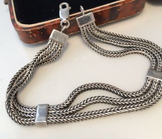 Vintage Jewellery Lovely Triple Stranded Sterling Silver Herringbone Bracelet