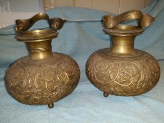 Antique Old Cast Brass/ Bronze Oriental Incense Burner Vases Bowls