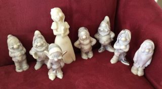 Vintage Disney Snow White & 7 Dwarves Cameonyx Marble Figurine Full Set