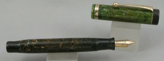 Parker Duofold Jr.  Jade Green & Gold Fountain Pen - C.  1928 - 14kt Nib - Usa