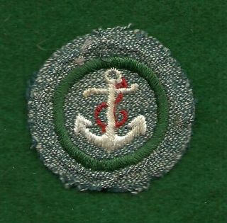 Vintage Girl Scout Badge - Silver Green - Sailor - Boating