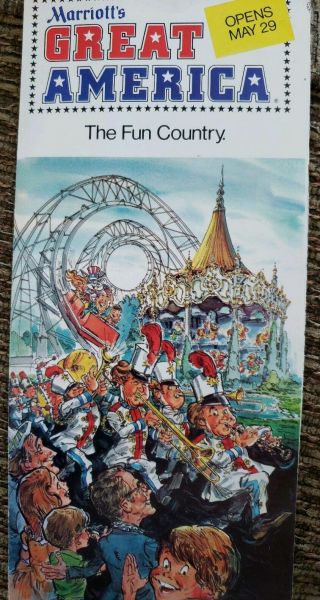 1976 Six Flags Great America Amusement Park Guide Map Brochure Opening Season