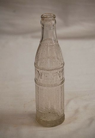 Old Vintage Nehi Beverage Soda Pop Bottle Clear Glass 7 Oz.  Embossed Swirl