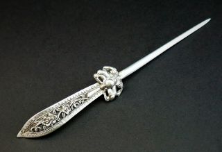 C1900,  Antique Qing Chinese Solid Silver Hair Pin With Butterfly And Flowers