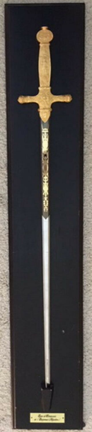 Vintage 1984 Franklin The Sword Of Napoleon With Wood Wall Display &