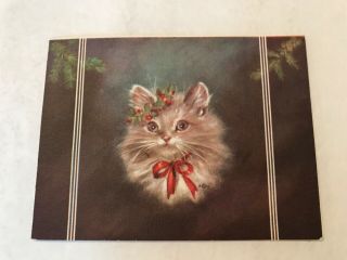 Vintage Cat Christmas Greeting Card 1949 By Rust Craft