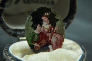 Lovely Antique Georgian Reverse Hand Painted Glass Miniature Plaque