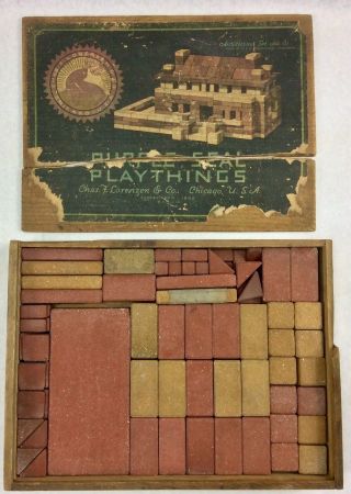 Charles F Lorenzen & Co Purple Seal Playthings Architectural Set No.  81 Chicago