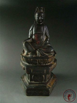 Large Antique Old Chinese Tibet Bronze Made Tibetan Kwanyin Consort Statue Qing
