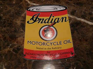 Indian Motorcycles Oil Can Porcelain Sign 11 X 8