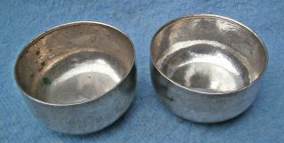 Pair Antique Siamese Thai Chiangmai Hammered Silver Temple Bowls Siam Asian Old