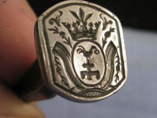 Georgian Silver Desktop Armorial Heraldic Feathers Horse Letter Fob Seal