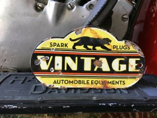 Vintage Porcelain Die Cut Metal Vintage Spark Plugs Sign Harley Ford Chevy