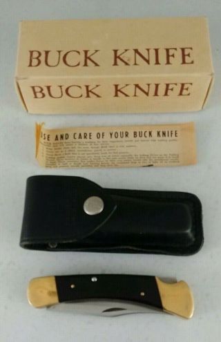Vintage Buck 110 Hunter Folding Knife With Case & Box