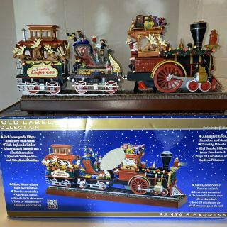 Mr Christmas Santas Express Gold Label Animated Musical Lights Train Real Smoke
