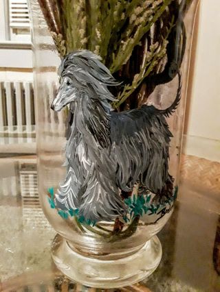 One Of A Kind Handpainted Afghan Hound Vase: Barbara Wood Originals " Paws4vets "