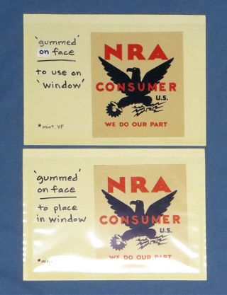 2 Vintage Ww2 Label Window Decals Nra Consumer National Recovery Act Patriotic