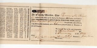 1825 Philadelphia & Great Bend Turnpike Road Stock Certificate