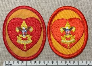 Two (2) Vintage 1970s Life Rank Boy Scout Badge Patches Bsa Uniform Sash Camp Pb