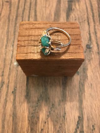Vintage 14k Yellow Gold Ring W/ Rough Cut Emeralds? 5 Grams Size 8