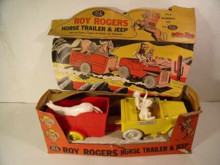 1957 Ideal Roy Rogers Horse Trailer & Jeep And Cardboard Insert