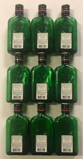 9 EMPTY Jagermeister 200ml Bottles W/ Caps For Arts & Crafts Emerald Green Glass 2