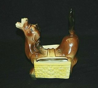 Old Vintage Ceramic Art Pottery Mule Donkey Planter Cigarette Match Holder Mcm