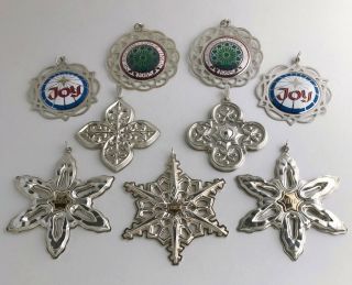 9 Vintage Sterling Silver Gorham Reed & Barton Lunt Christmas Tree Ornaments