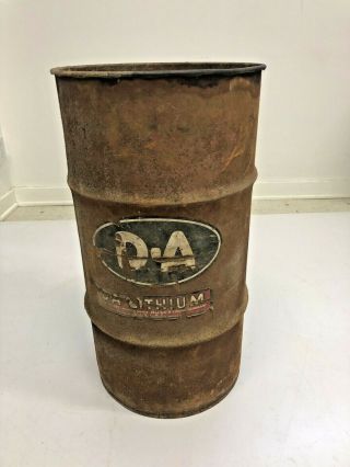Vintage Industrial Oil Barrel Rustic Bin Advertising Trash Can Loft Decor Metal