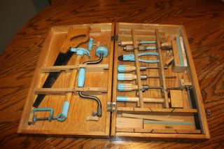 1972 Handy Andy Carpenters Tool Set Chest 602 In Wood Box Tools Complete